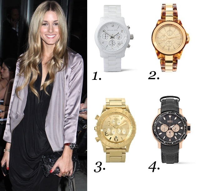 Add a masculine touch to a feminine outfit with a boyfriend watch